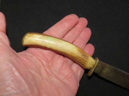 STAG HORN BOWIE KNIFE with LEATHER SCABBARD