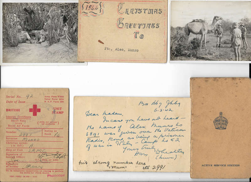 WW2 MEMORABELIA  (PERSONAL PAPERS OF A.MUNRO - P.O.W)