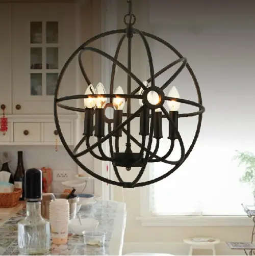 Black metal orb Tempest Chandelier 