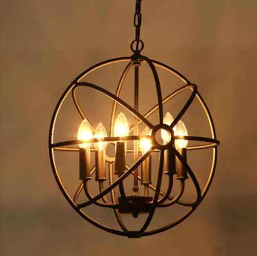Black metal orb Tempest Chandelier 