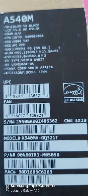 Asus A540M X540MA- GQ321T Laptop