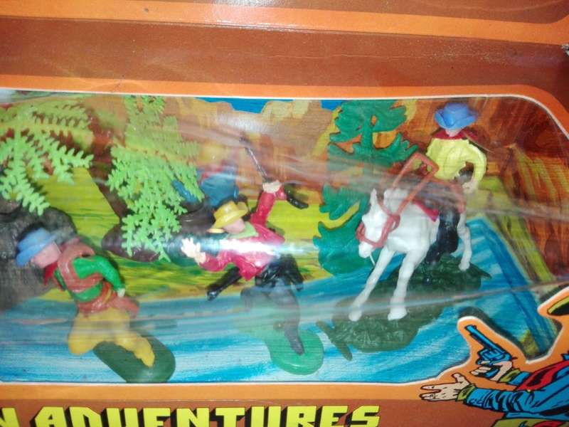 Vintage Plastic Cowboys and Indians Play Set, Boxed