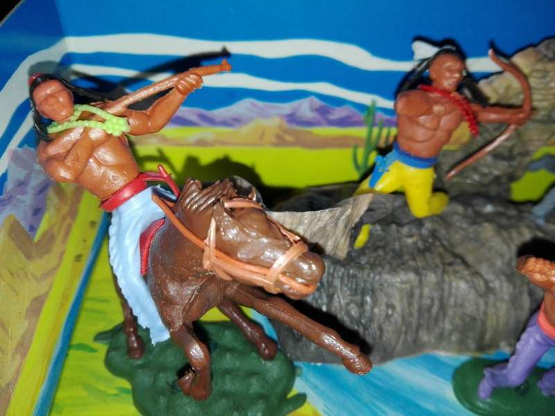 Vintage Plastic Cowboys and Indians Play Set, Boxed