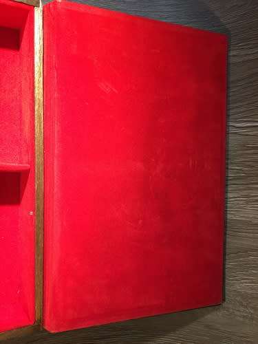 Vintage Wooden Box with Metal Pistol Decoration & Red Velvet Interior - Japan