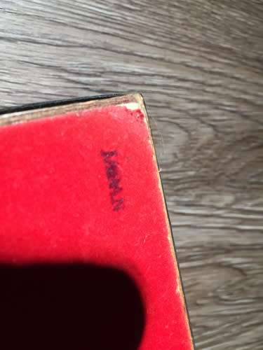 Vintage Wooden Box with Metal Pistol Decoration & Red Velvet Interior - Japan
