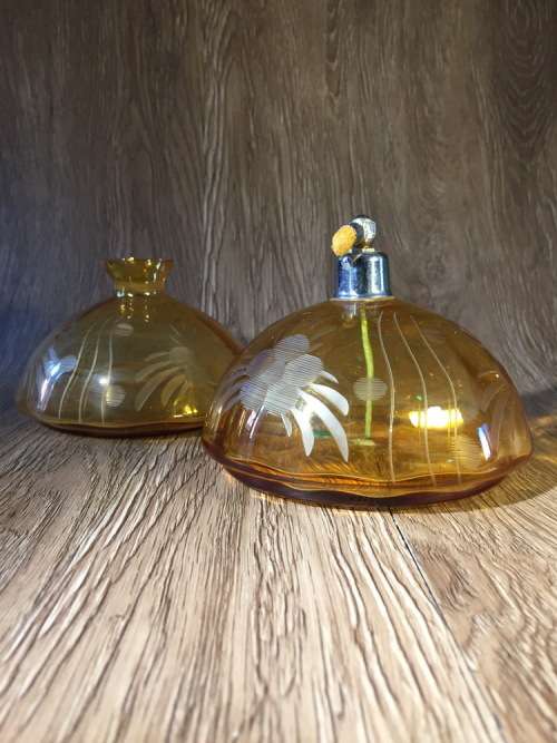Vintage Amber Perfume Bottle Set.