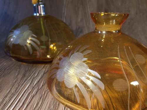Vintage Amber Perfume Bottle Set.