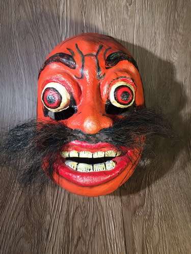 Vintage Oriental Mask, Hand Painted, Fiberglass