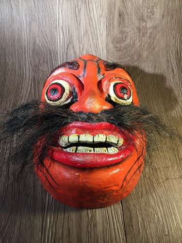 Vintage Oriental Mask, Hand Painted, Fiberglass