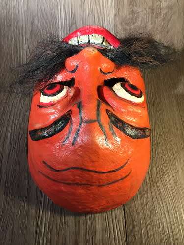Vintage Oriental Mask, Hand Painted, Fiberglass