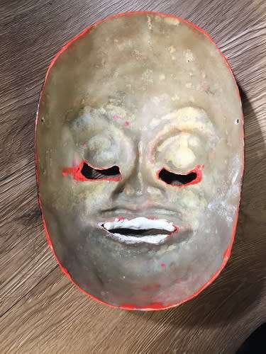 Vintage Oriental Mask, Hand Painted, Fiberglass