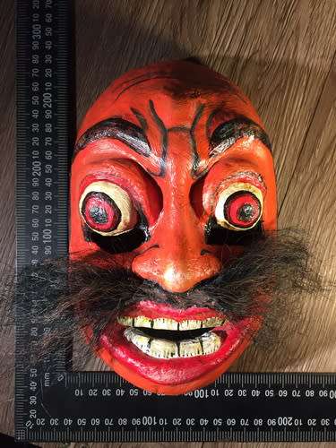 Vintage Oriental Mask, Hand Painted, Fiberglass