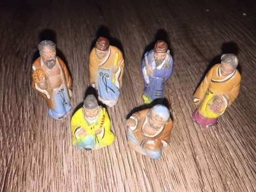 Collection of Highly Detailed Chinese Mudman Miniature Figures x6