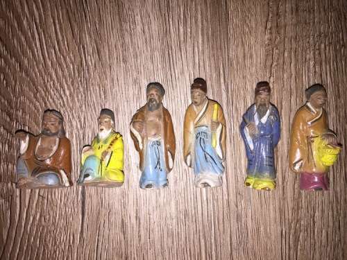 Collection of Highly Detailed Chinese Mudman Miniature Figures x6