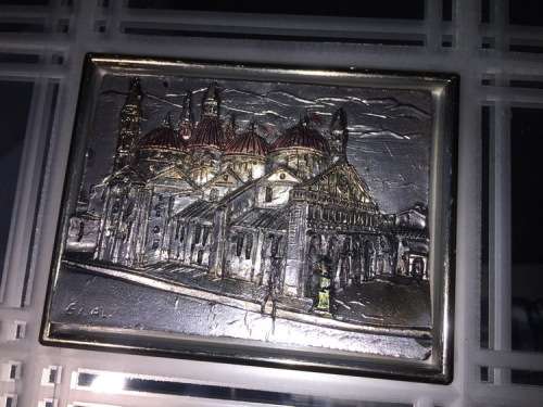 Italian Creazioni Artistiche Landscape Decoration Wall Mirror. Frame size 25cm x 23cm.
