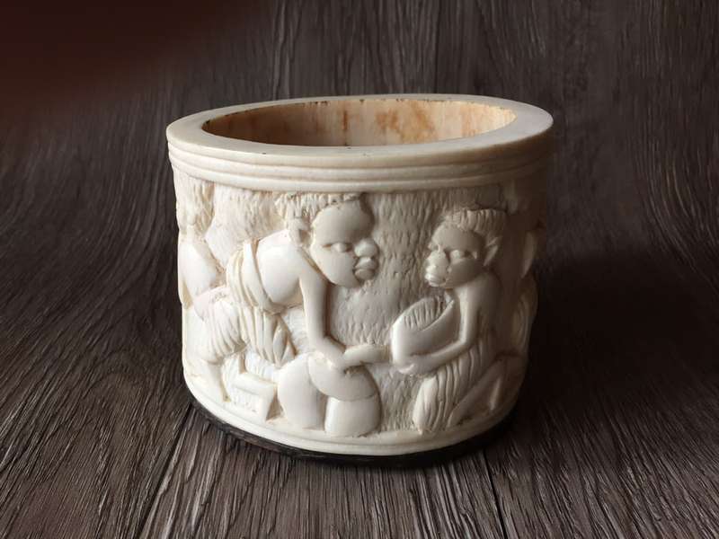 Hand Carved African Tusk/Bone Bowl