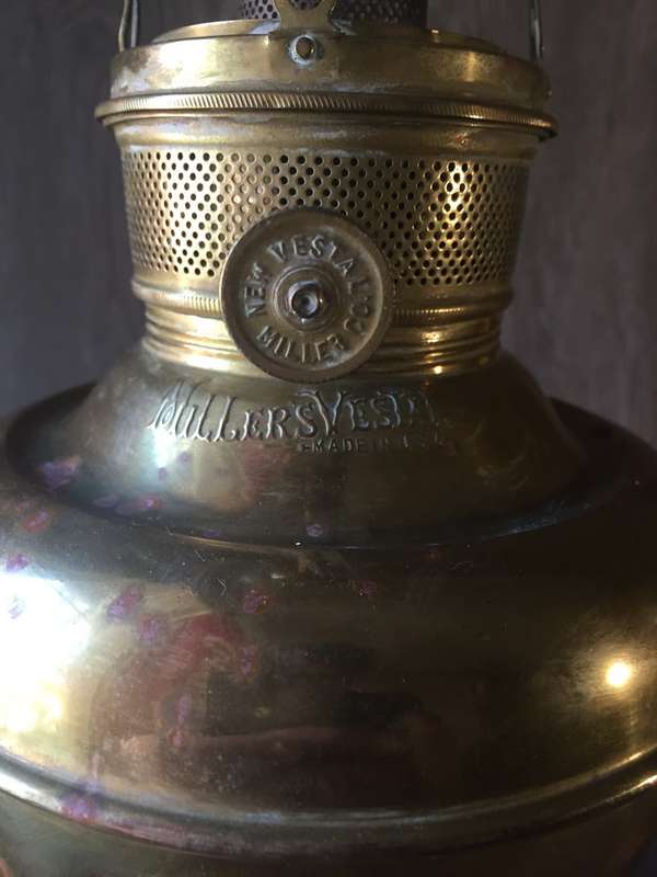 Antique Miller`s Vestal Kerosene Lamp, USA, Without Glass