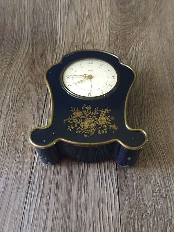Vintage Swiza Metal Musical Clock, Swiss Made, Working
