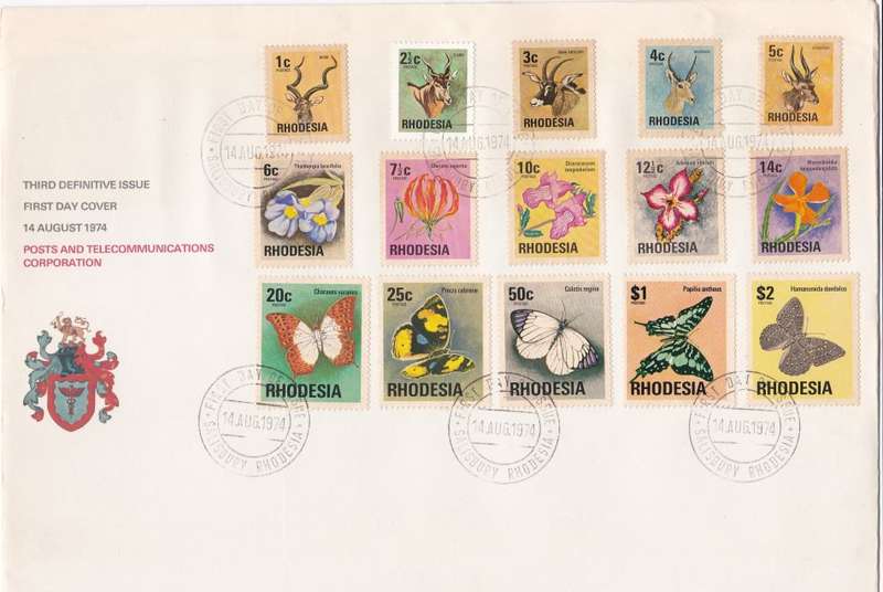 Rhodesia 1974 Definitive set on FDC