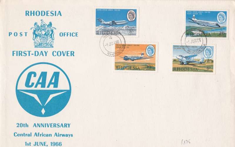 Rhodesia 20th Anniversary of Central African Airways FDC