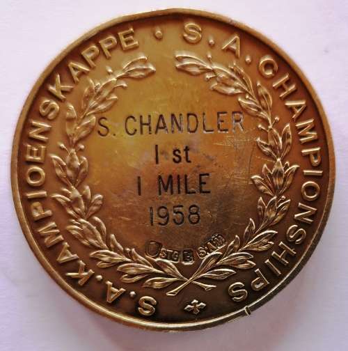 Sterling Silver Medal:South African Cycling Championships:1 Mile 1958