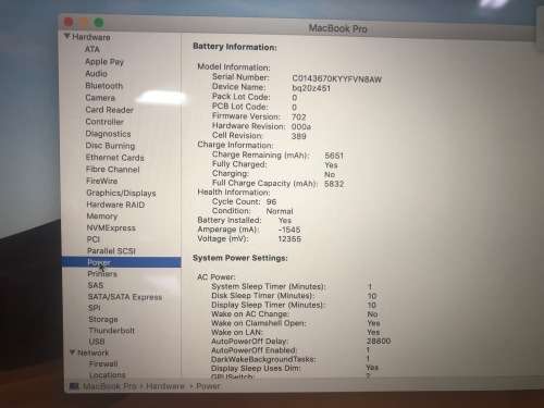 Macbook Pro 13.3 inch 256GB HDD 2.6GHZ Core I5 8GB DDR3 Ram ONLY 96 Cycles