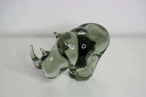 VINTAGE NGWENYA GLASS --Swaziland-very large glass RHINO