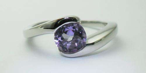 CSJ - Genuine Amethyst 0.75ct Ring in 925 Sterling Silver Size 6