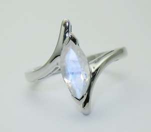 CSJ - Genuine Rainbow Moonstone 0.875ct Ring in 925 Sterling Silver Size 5 / J 1/2
