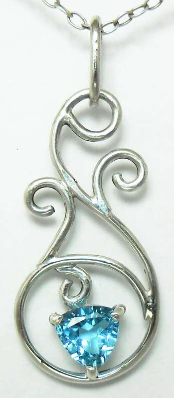 Charmed Silver - Exclusive Genuine 0.87ct Swiss Blue Topaz Pendant in Sterling Silver * Handcrafted