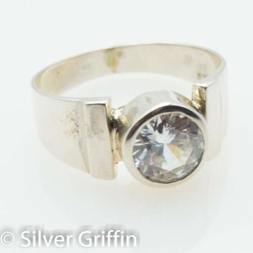 4.5ct Simulated Diamond Cz Solid 925 Silver Ring Handmade