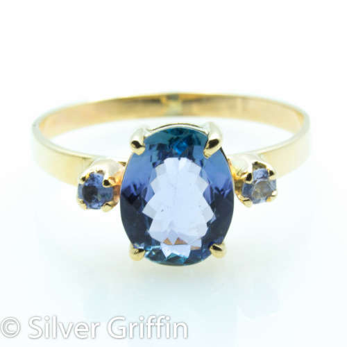 *1.74 tcw 100% Natural Tanzanite Ring  9ct Solid  Gold.