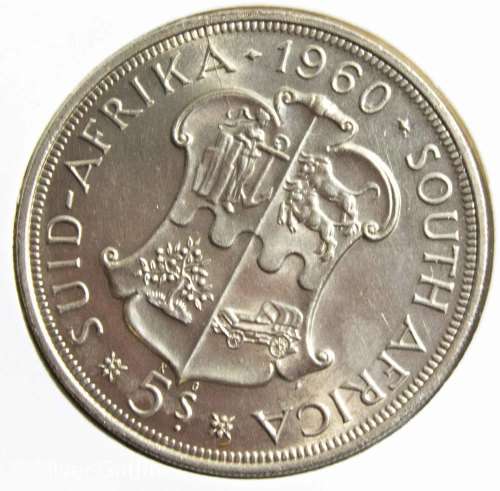 1960 SA UNION 5 SHILLING (CROWN) IN SPECTACULAR CONDITION *CRACKED DIE