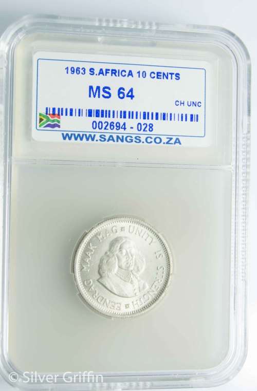 1963  SA 10 CENTS MS 64 SANGS GRADED