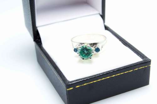 1.63ct  VS2 Fancy blue colour Round Cut Moissanite 925 Solid Silver Ring