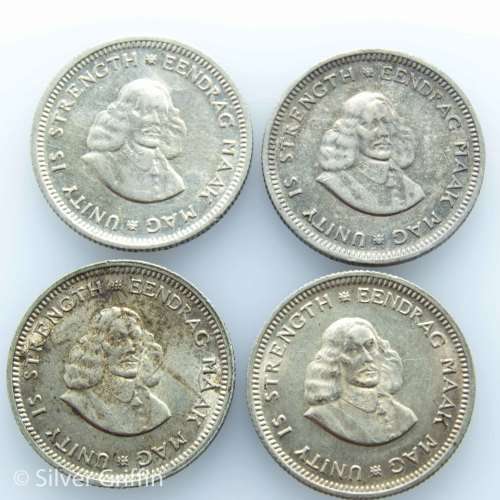QTY 4 X 1962 SOUTH AFRICA 5 CENTS BID PER COIN TO TAKE ALL
