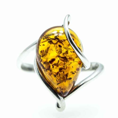 BALTIC AMBER "LIQUID GOLD" 925 SILVER RING IMPORTED FROM EUROPE