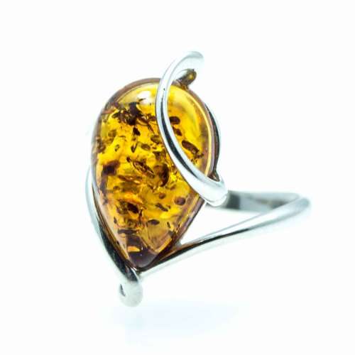 BALTIC AMBER "LIQUID GOLD" 925 SILVER RING IMPORTED FROM EUROPE