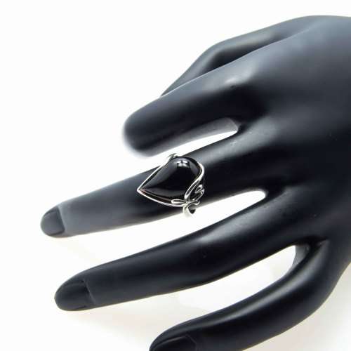 DARK COGNAC BALTIC AMBER 925 SILVER RING IMPORTED FROM POLAND
