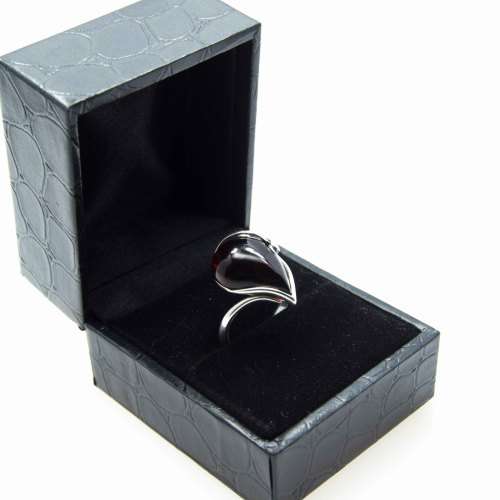 DARK COGNAC BALTIC AMBER 925 SILVER RING IMPORTED FROM POLAND