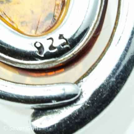 amber pendant ,925 silver