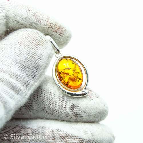 amber pendant ,925 silver