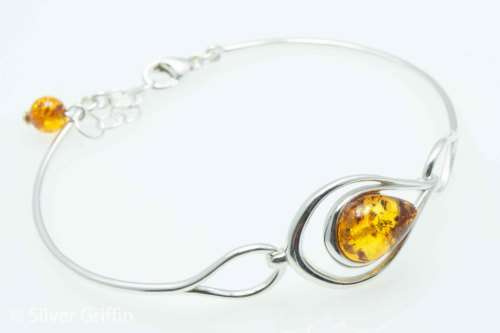 IMPORTED FROM POLAND BALTIC AMBER SOLID 925 SILVER BRACELET