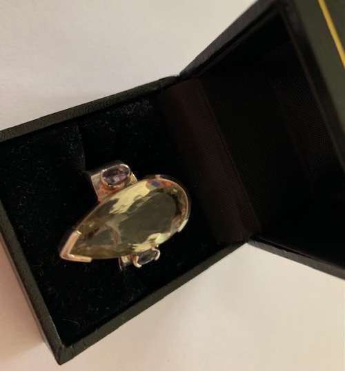 Silver Ring - Green Amethyst 17,5ct