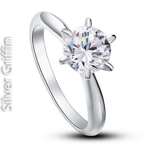 1.25 Carat Round Cut Cr Diamond 925 Sterling Silver Engagement Ring Size 7