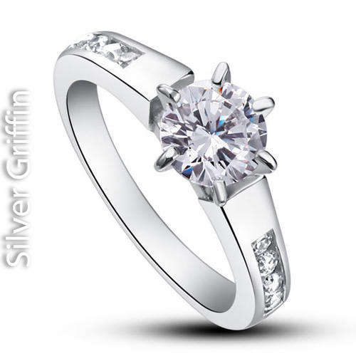 1.25 Carat Round Cut Simulated Cr. Diamond 925 Sterling Silver Ring Size 8