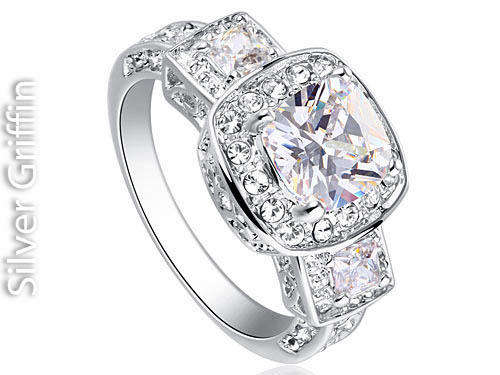 0.75 Carat Sparkling Princess Cut CZ Simulated Diamond Ring Size 8