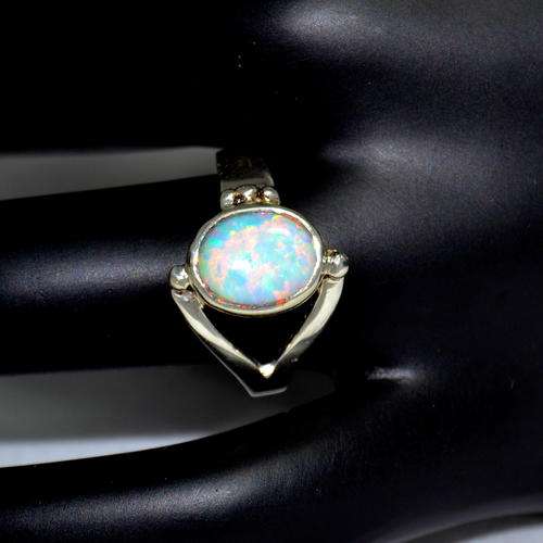 Opal Synthetic Set in Solid 925 Silver Ring