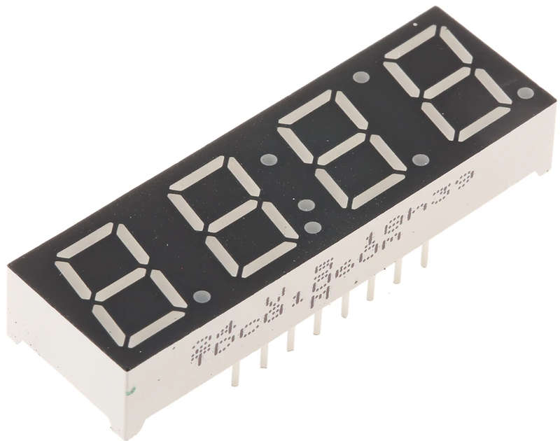 TDCG1060M Vishay 4 Digit 7-Segment LED Display, CC Green 4 mcd RH DP 10mm