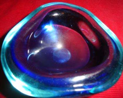 A light green entwined with blue MURANO bowl